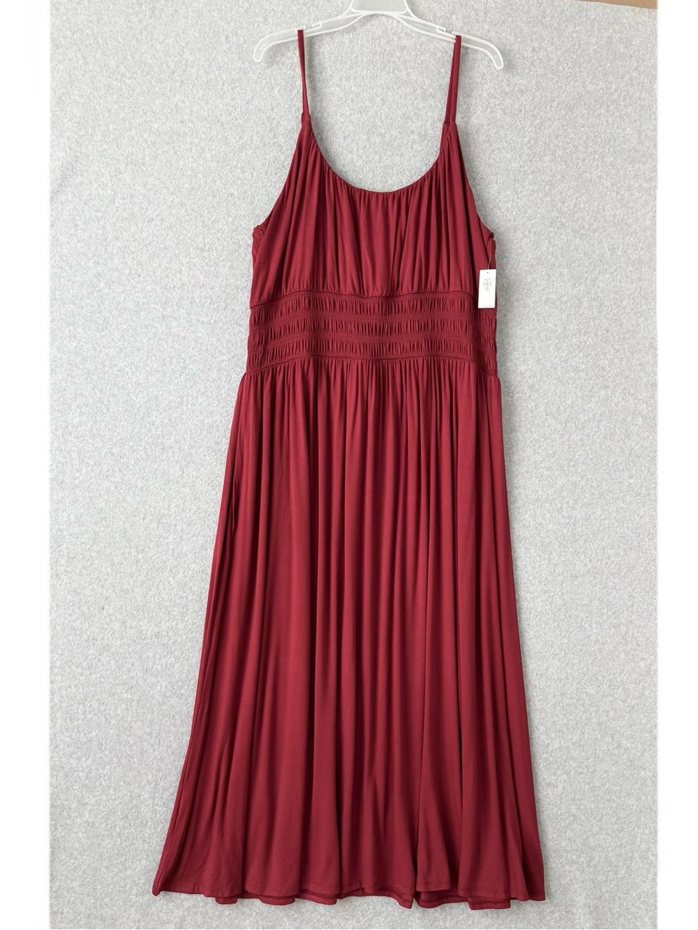 Old Navy Womens Sleeveless Midi Dress XXL Tall Red Smocked Bodice Cami Boho NWT
